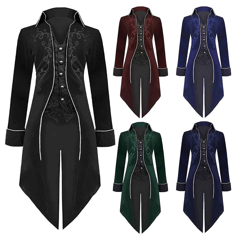 Fantasia gótica de vampiro masculina, traje de halloween de couro