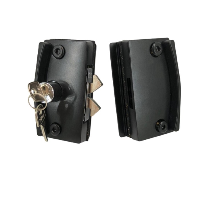 Fechadura P/ Porta Correr Vidro/vidro Blindex Kit 09 Preto