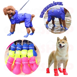Kit 4 Sapato Botinha Sapatinho para Pet de Silicone a Prova D´água Impermeável em Oferta na Shopee