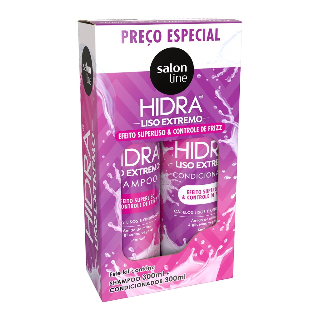 Kit Shampoo e Condicionador Hidra Liso Extremo | Salon Line