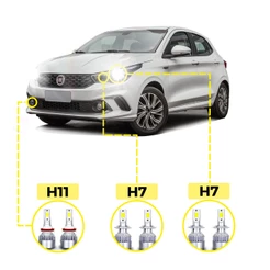 Kit Ultra LED Fiat Argo 2018/2023 20000 Lúmens 6500K H7 H11