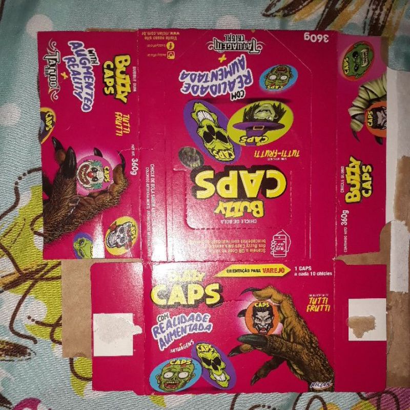 caixa de chicle vazia buzzy caps.