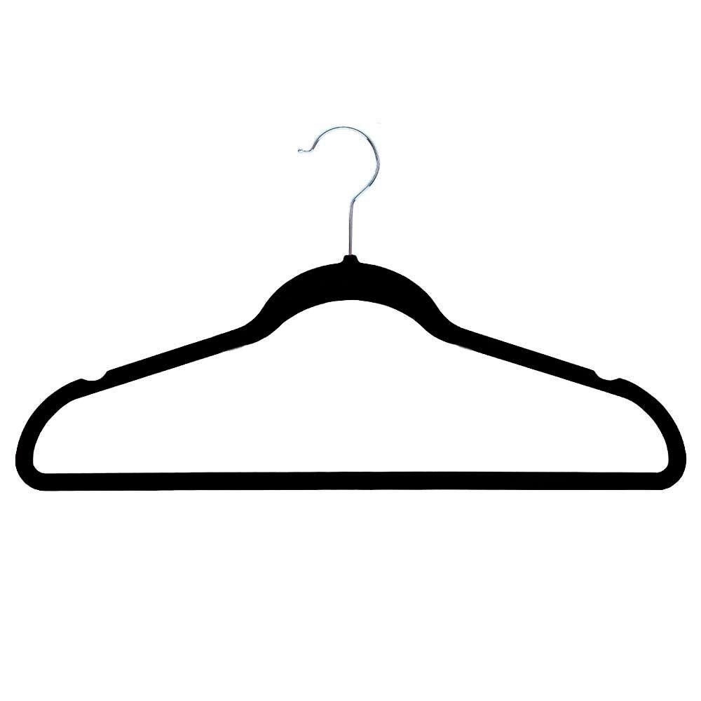 Kit 30 Cabides Luxo Aveludado Antideslizante Slim Preto