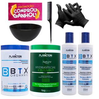 Btx Orghanic Redução de Volume 1Kg + Quiabo + Kit 3 Semanas Plancton + Luva - Cumbuca e Pente