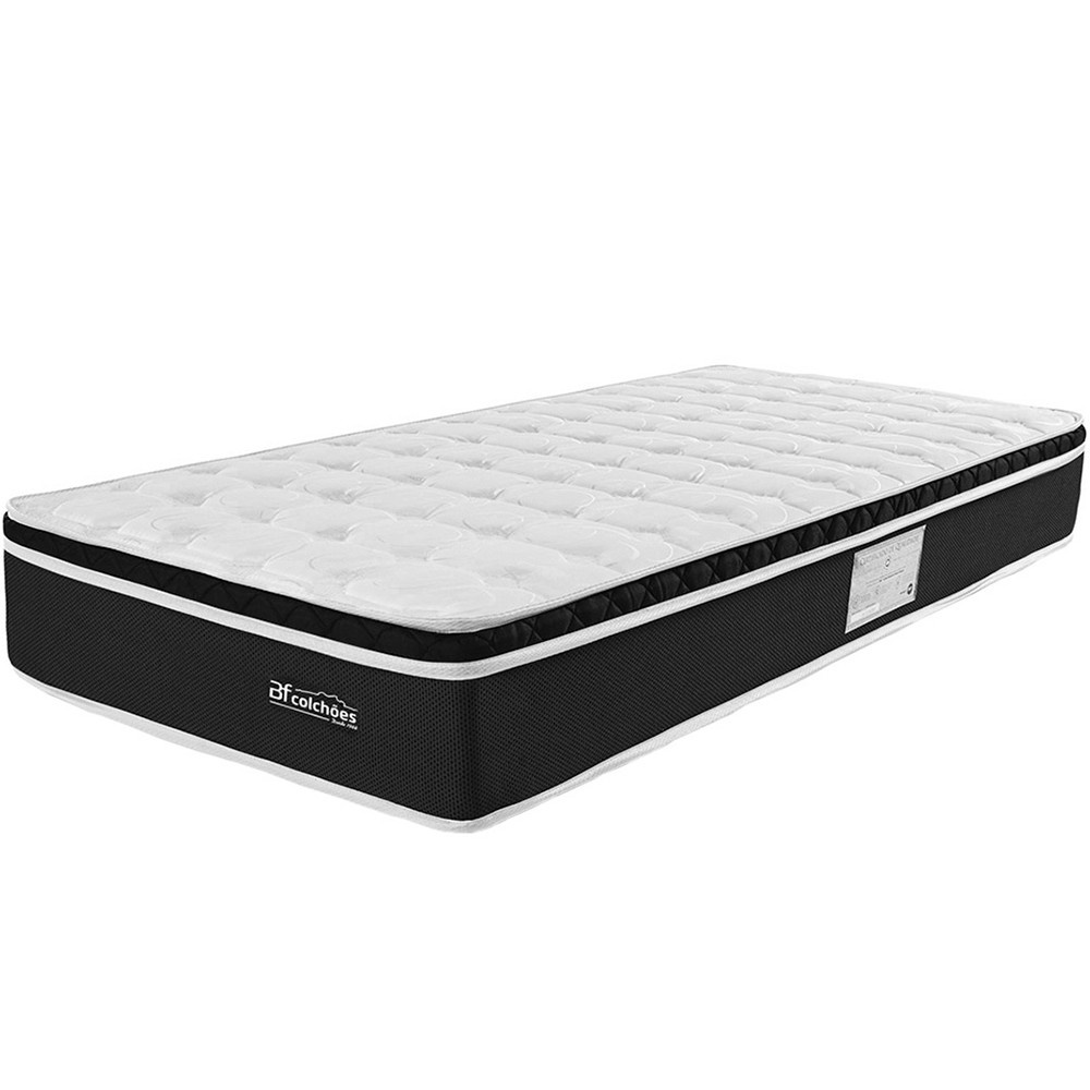 Colchão Solteiro com Pillow Top Espuma Viscoelástica da Nasa e Molas Superlastic 88x188x21cm MaxSleep - BF Colchões