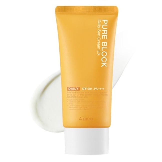 [A'PIEU] Pure Block Natural Daily Sun Cream SPF50/PA++++ 50ml | Shopee ...