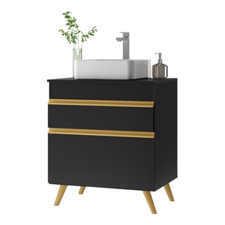 Gabinete Banheiro 1 Porta e 1 Gav Retrô 70cm Multimóveis MP5024 Preto em Oferta na Shopee