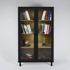Armário Multiuso 2 portas de vidro Ditália C/Kit Luz E-957