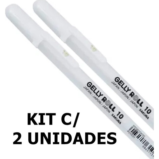,2x Caneta Gel Branca Gelly Roll 10 Sakura Ponta Grossa