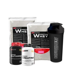 Kit 2x Whey Protein 500g + Power Creatina 100g + Power Glutamina 100g + Coqueteleira - Bodybuilders