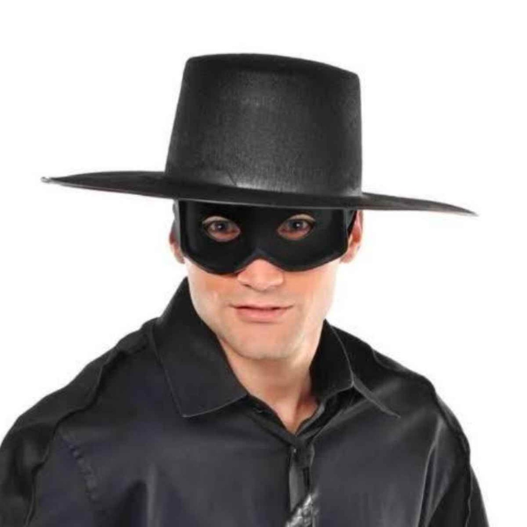 Máscara Zorro Preta Veludo C/ Fita Halloween Cosplay