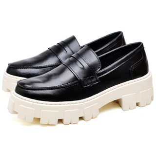 Sapato Mocassim Dubuy Feminino Oxford Still Preto Com Off White 1404FG