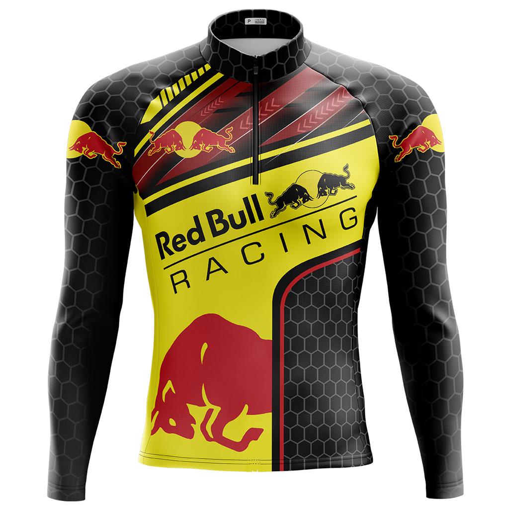 Camisa Ciclismo Camiseta Ciclista Roupa de Ciclismo Masculina Manga Longa Masculina Red Bull Colmeia Protecao UV+50
