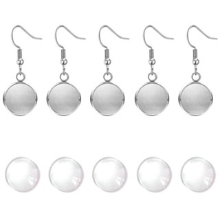 10pcs/5 Pares Brincos Antigos Em Forma De Vidro Cabochon Jóias Redonda De 12mm Base De Bricolagem