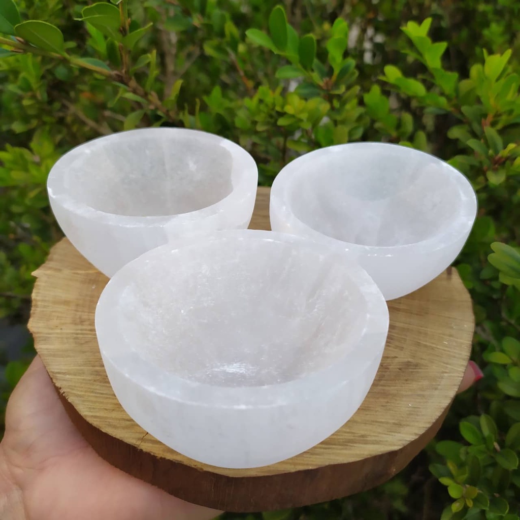 TIGELA SELENITA BRANCA BOWL 7 CM – LIMPEZA ENERGETICA / PEDRA NATURAL - CRISTAL