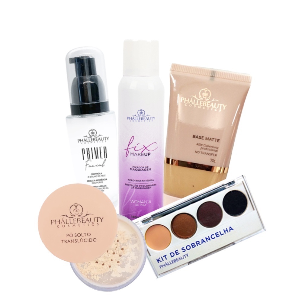 Kit Para Maquiagem Facial 5 Itens com Base PhálleBeauty em Oferta na Shopee