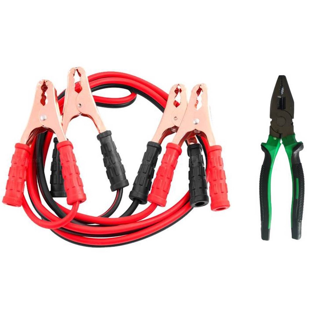Cabo Chupeta Para Bateria De Carro 500amp 2 Metros + Alicate Universal 8 Polegadas 200mm Cabo PVC Emborrachado