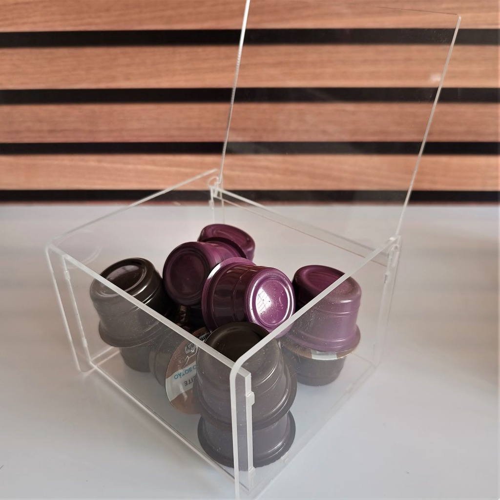 Caixa Cubo Acrílico Premium porta Cápsulas Nespresso /Dolce gusto/Três corações/Diversas 12x12x09cm Café