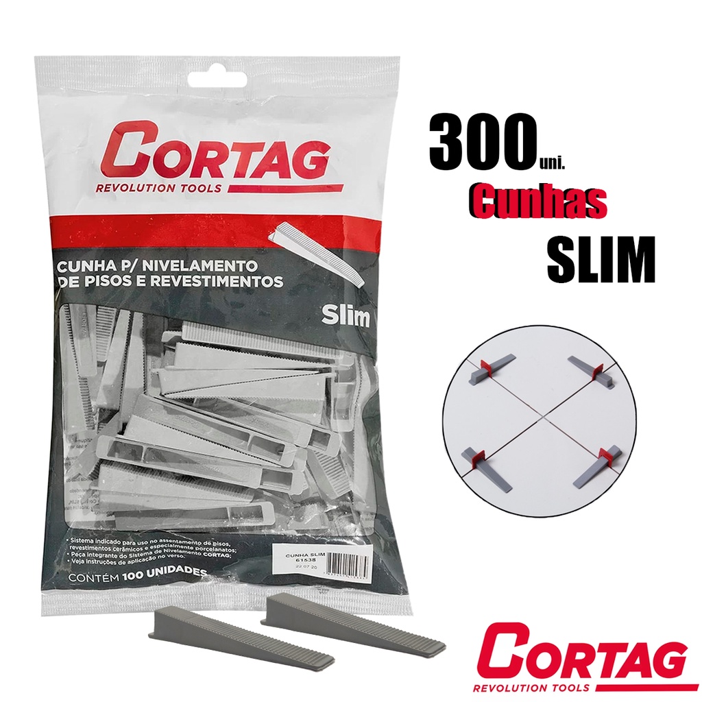 Kit 300 Cunhas Slim Para Nivelamento De Pisos - Cortag em Oferta na Shopee