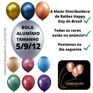 Balão Bexiga Alumínio Metalizado nos Tamanho 5 9 12 em Todas as Cores em Oferta na Shopee