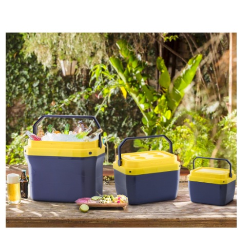 3 Caixas Térmica Cooler Kit Viagem 6L, 17L e 40L Com Suporte Para Bebidas Ideal Para Praia Pesca Camping