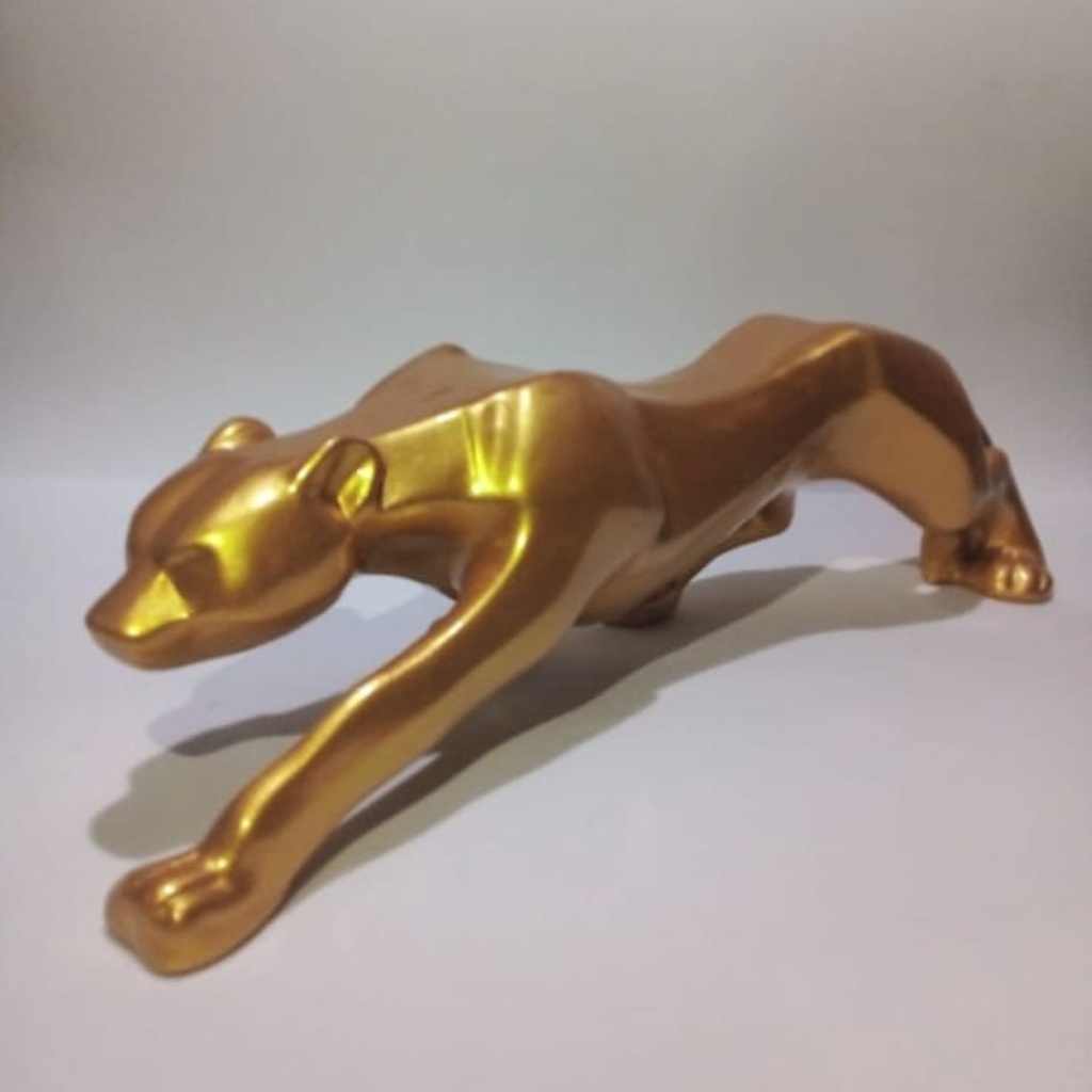 Escultura pantera dourada decorativa pantera gold de gesso