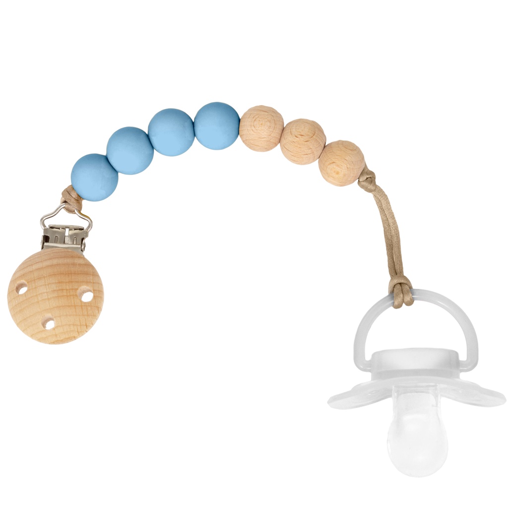 Prendedor De Chupeta Silicone E Bambu Azul 15645 - Buba