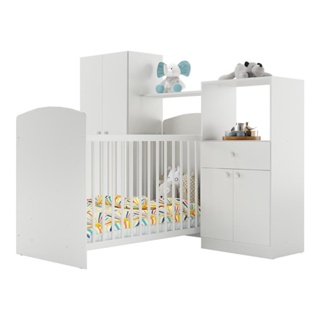 Quarto de Bebê Completo Berço/Guarda-Roupa/Cômoda FG2869 Multimóveis Branco em Oferta na Shopee