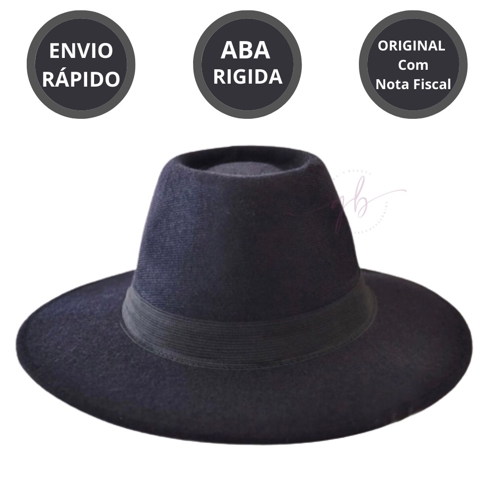 Chapéu Fedora Preto Feminino Masculino Style Floppy Rodeio Boiadeiro Country Aba Longa Promoção