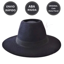 Chapéu Floppy Fedora Preto Feminino Masculino Style Aba Longa