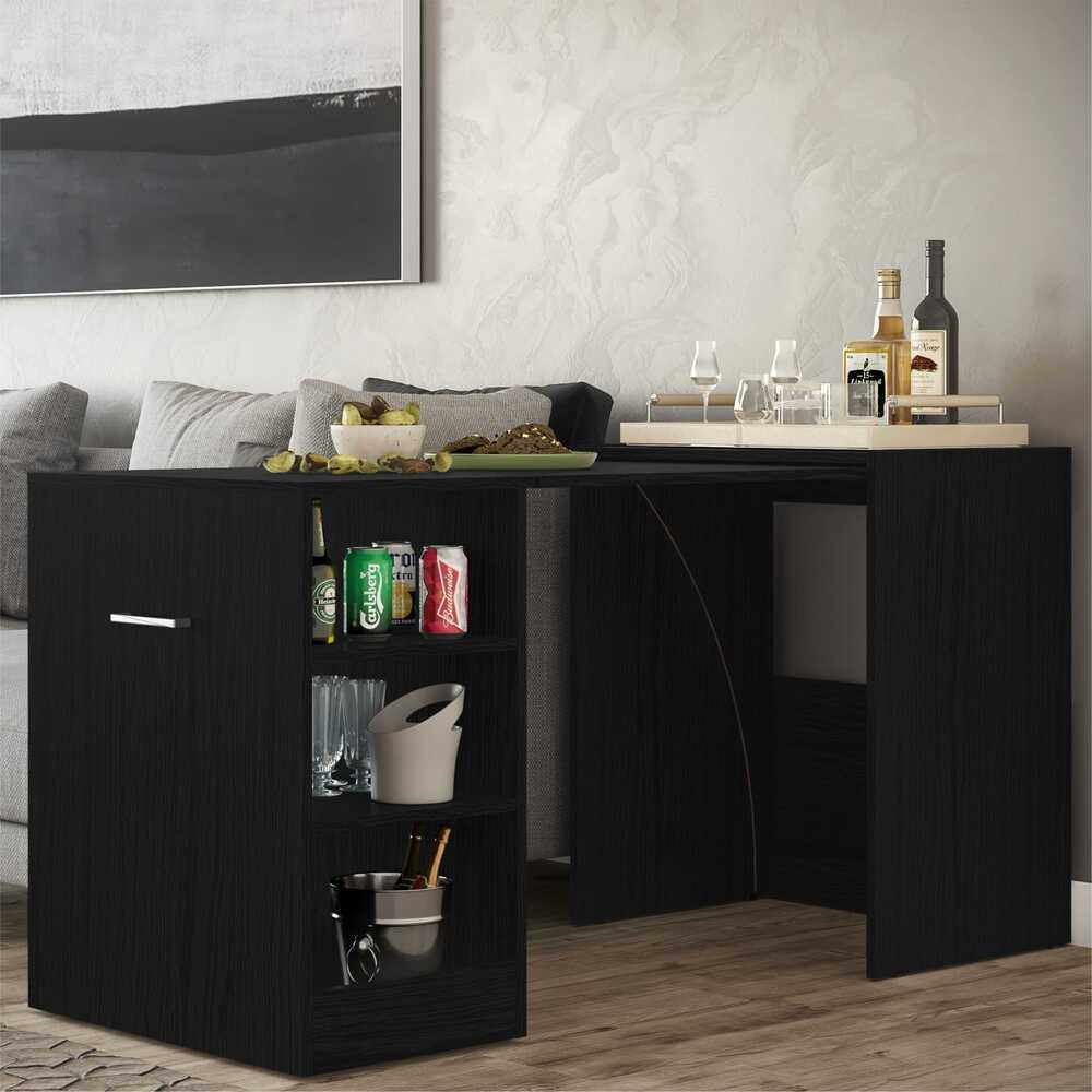 Aparador Bar com Mesa Dobrável Ibiza Multimóveis Preto em Oferta na Shopee