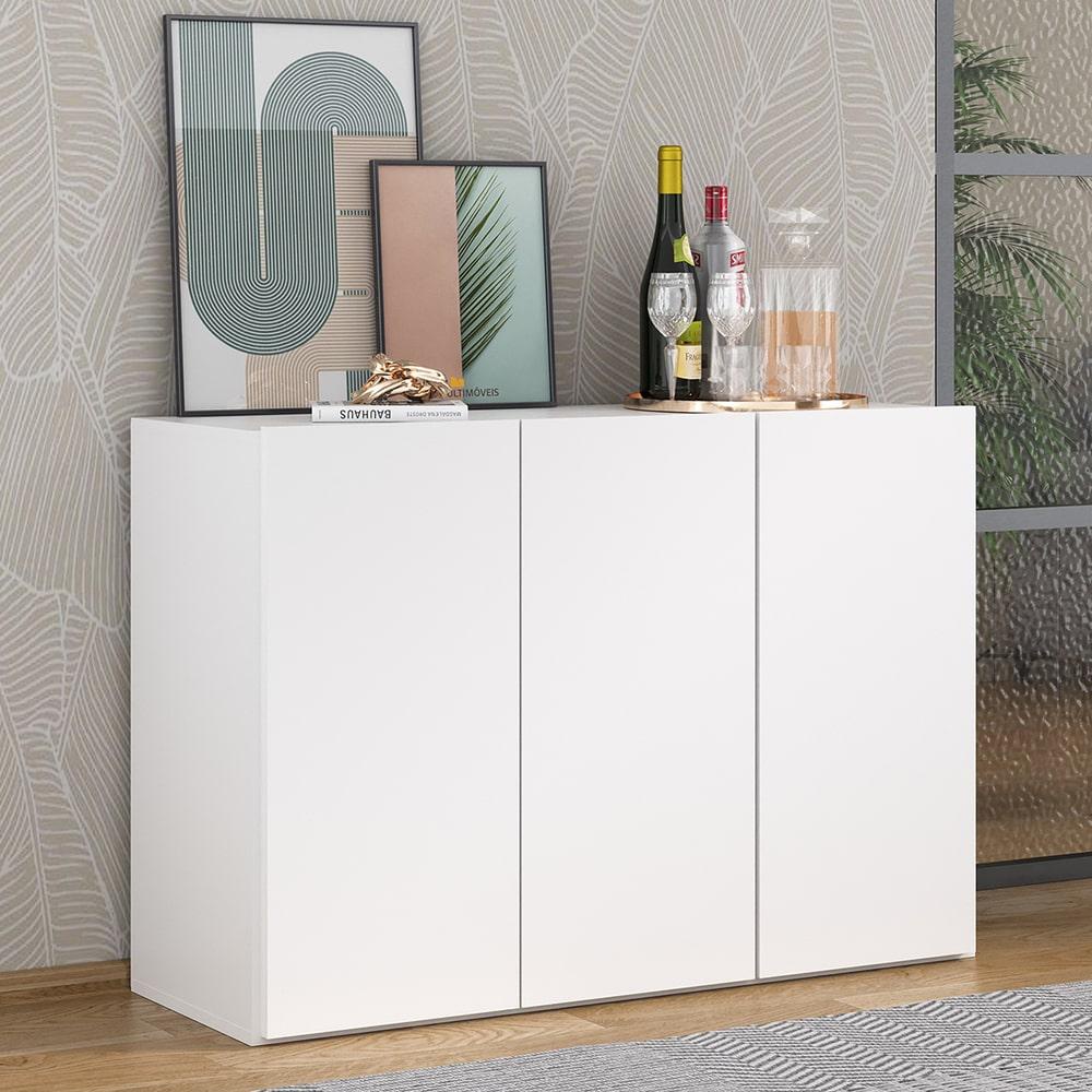 Aparador Buffet 3 Portas Veneza Multimóveis MP1007 Branco em Oferta na Shopee