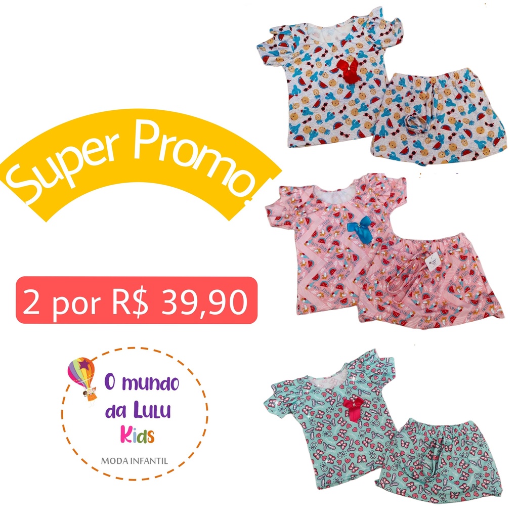 Conjunto blogueira Infantil, short, short-saia , blusa infantil, verão, conjunto menina