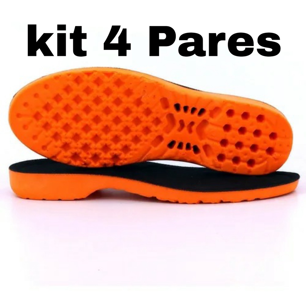 Kit Palmilha Ortopedica Anatomica Com 4 Pares Confort Silicone Anti-impacto Para O Dia A Dia Usando Em Tenis Bota Coturno