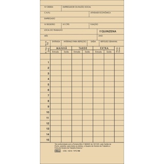 Cartão de Ponto Mensal RB Tilibra PT C/ 100 em Oferta na Shopee