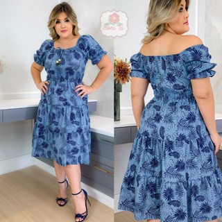 Vestido estampado com elástico na cintura