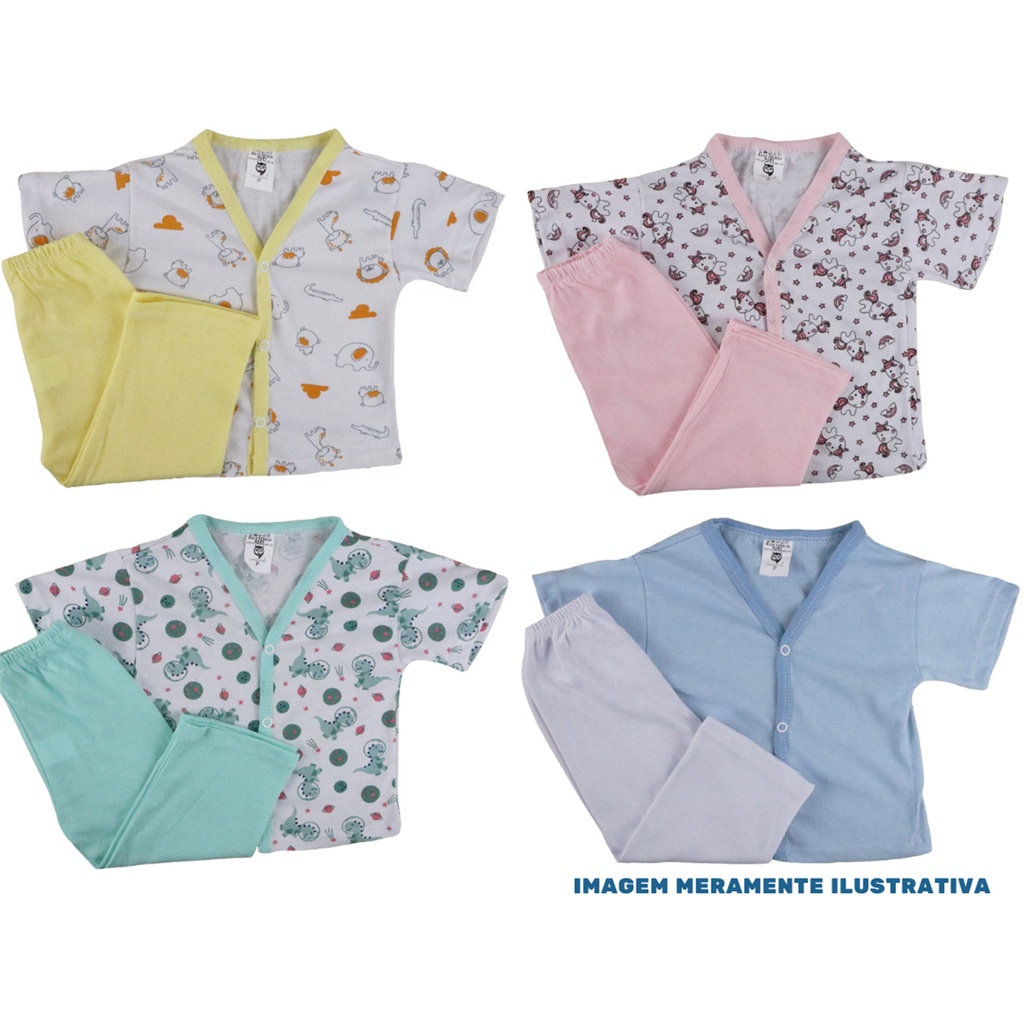 Kit 2 Pijama Conjunto Bebe Criança Manga Curta Confortável em Oferta na Shopee