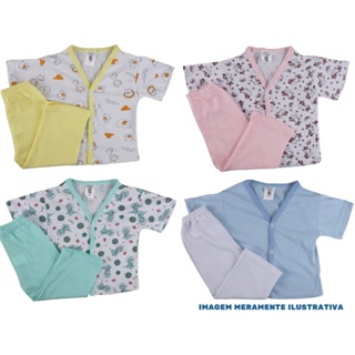 Kit 2 Pijama Conjunto Bebe Criança Manga Curta Confortável em Oferta na Shopee