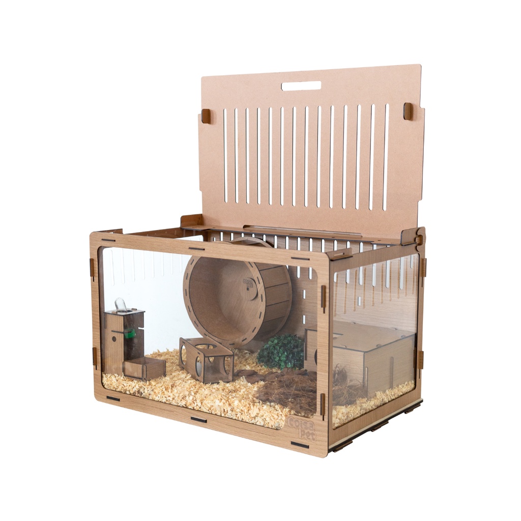 Terrário Alojamento 60x40x40 Médio para Hamster Roedores Completo c/ Acessórios