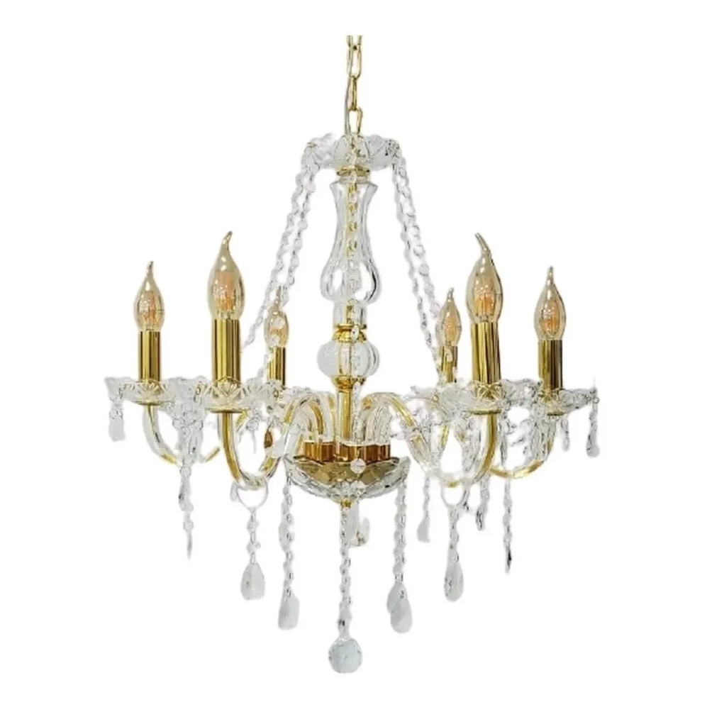 LUSTRE CRISTAL CANDELABRO 6 BRAÇOS - 8124-6L OURO