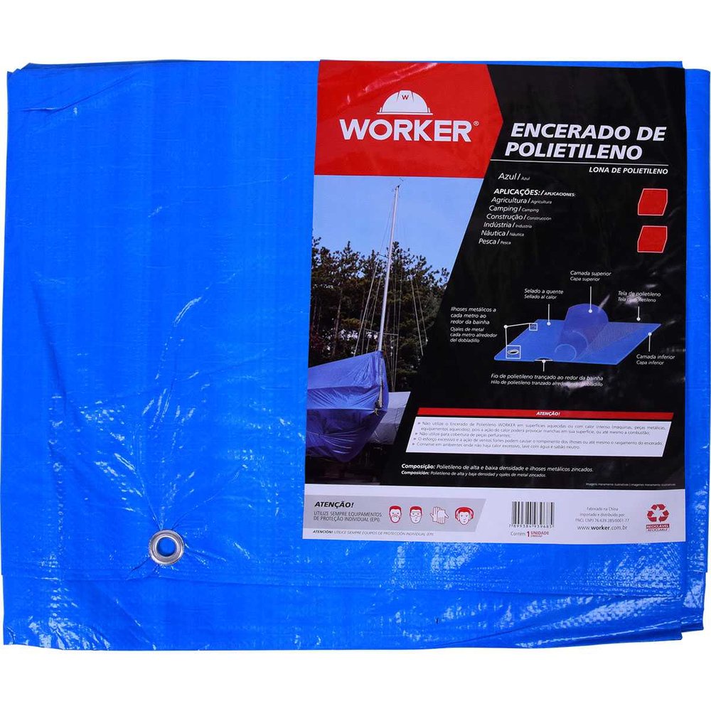 Lona Worker Encerado Polietileno 175 Micras 6x5m azul