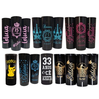 100 Copo Long Drink PRETO Com Gravação em Oferta na Shopee