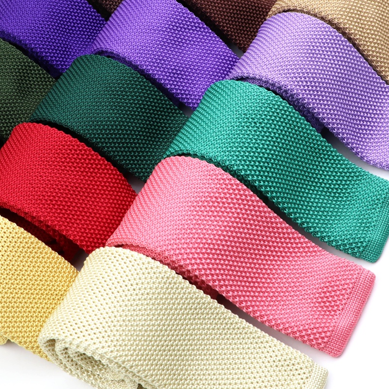 ZONFAZ Gravata de Malha Masculina Slim 5,5cm, Cor Sólida, Vermelha e Rosa, Casual e Clássica