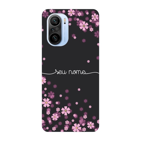 Capinha para Xiaomi Mi 11i Anti Impacto Personalizada - Flores Lilás com nome