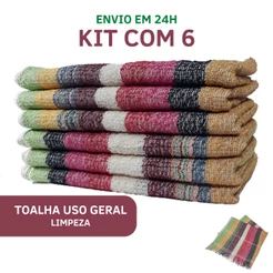 Pano de Chão Toalha Listrada Grande Limpeza Kit com 06 Unidades