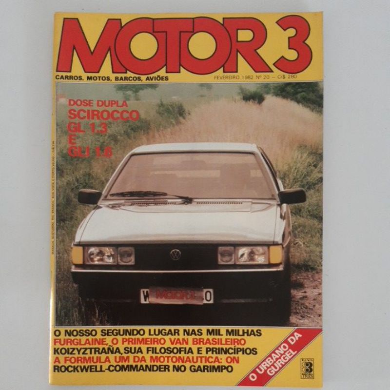 Revista Motor 3 Gurgel Xef Automobilismo Furgão Furglaine F1000 Stock Car Volkswagen Scirocco Kawasaki GPZ 550 Motonáutica Rockwell Commander 112