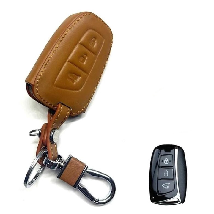 Capa Case Chaveiro Couro Chave 3 Botões Presencial Hyundai ix35 New Tucson Creta Azera Hb20s Elantra Sonata Fé sonata