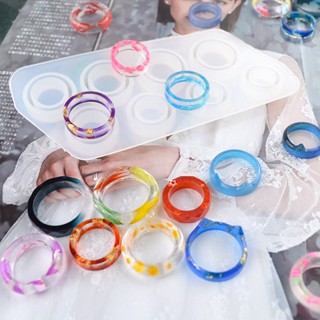 JYI 8 Tamanhos Anéis Planos Moldes De Bricolagem Feito À Mão Jóias Silicone Resina Epóxi De Cristal