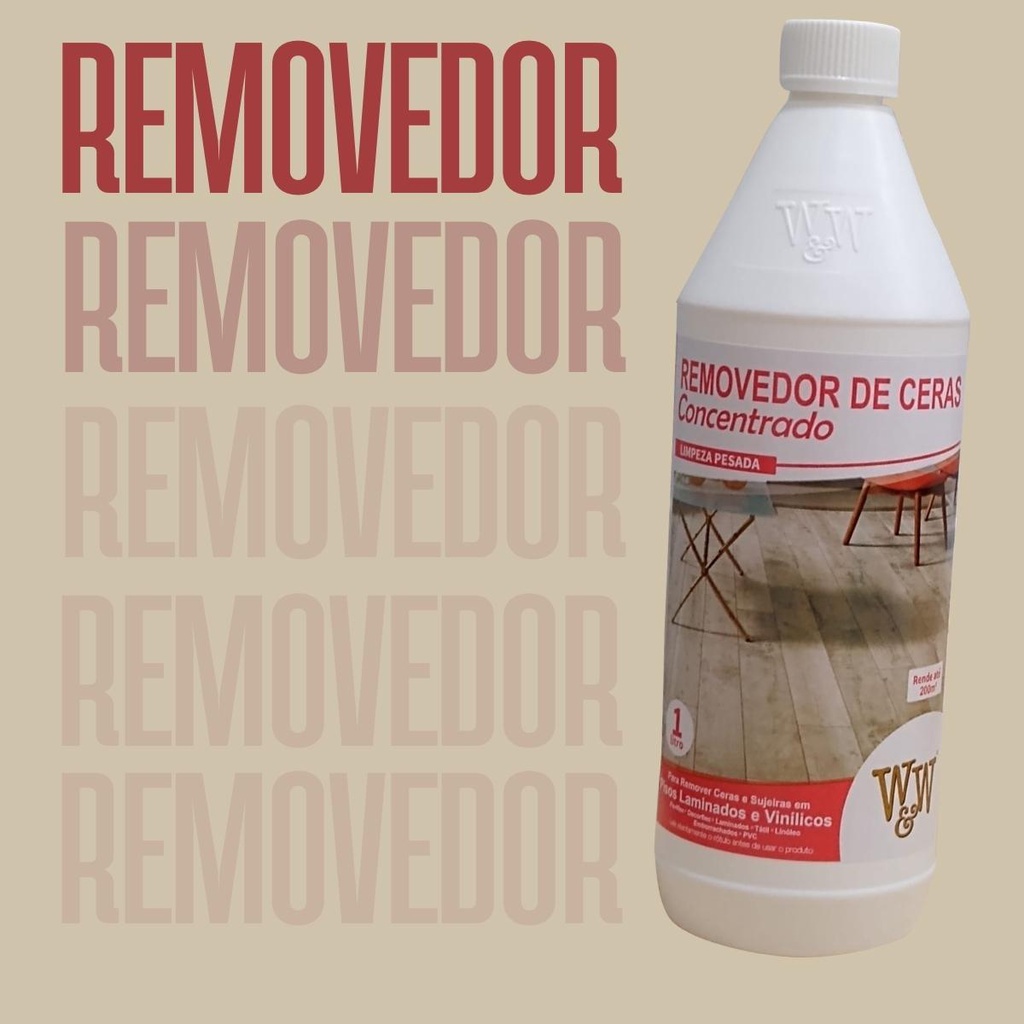 Removedor de Cera Piso Laminado e Vinílico Remove Sujeira Tinta à Base de Água Cera Antiga W&W 1L
