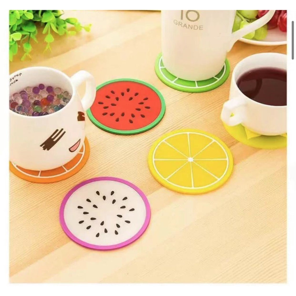 Kit C/4 Porta Copos Formato De Fruta Suporte Descanso Mesa em Oferta na Shopee